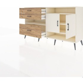 Resim Hyperion Konsol 4 Raflı 3 Çekmeceli 2 Kapaklı 176x44x99 Aytaşı-ay Aytaşı-aytaşı/çam 