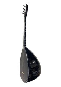 Resim Kısa Sap Bağlama Ceviz Ağacı Komple Siyah İşlemeli Kaliteli 