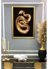 Resim Yılan Figürlü Dijital Baskılı Kadife Kumaş Çerçeveli Tablo Tbl0061 