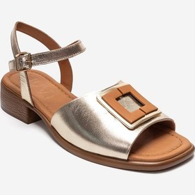 Resim Luvishoes Svelte Altın Hakiki Deri Tokalı Kadın Sandalet 