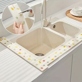 Resim 1 Adet Süper Emici Mutfak Lavabo Sıçrama Koruyucu Mat - Ahşap Hamuru Musluk Kurutma Pedi, Kesilebilir Tasarım ile Tezgah Koruması, Sarı Yaprak Desenli, 58.98 cm x 6.99 cm, Çok Amaçlı Mutfak ve Banyo Aksesuarları 