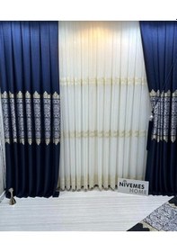 Resim Nivemeshome Fj631749 V-517 Arora Lacivert 1/3 Sık Pileli Fon Perde Apm Lacivert 