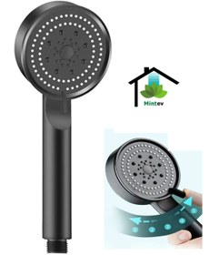 Resim mintev Siyah Yüksek Basınçlı 5 Fonksiyonlu Ultra Lüx Duş Başlığı 