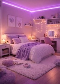 Resim Neon LED Şerit Mor 5 Metre DC 12V IP65 Dış Mekân Uyumlu Esnek Aydınlatma 