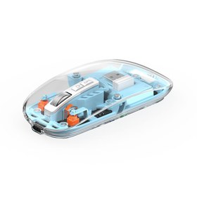 Resim Bluetooth Kablosuz Mouse WM105 Crystal RGB Led Işıklandırmalı Şeffaf Tasarım 2400 Dpi Mavi 