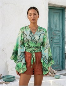 Resim laviyonsa Etnik desenli ipek Otantik Bolero (36-46) STD 