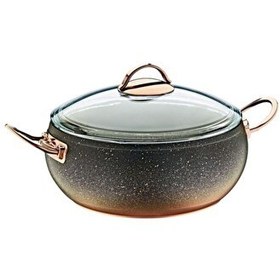 Resim OMS 3141 2 Parça Biogranit Isıya Dayanıklı Kapaklı 34x12 CM - 10.5 L Bakır Gövde Bakır Detay 