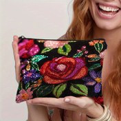 Resim Jit1pc Hafif Fermuarlı Kozmetik Çantası 8X10 İnç/20X25Cm, Bir Payet ve Boncuk İşlemeli Elbise'nin Yaratıcı, Seyahat ve Günlük Kullanım İçin Kaplı Kopyası, Bir Arkadaş İçin Mükemmel Bir Hediye. Hong Kong Chinatown El Yapımı, Makyaj veya Aksesuarlar İçin Mükemmel 