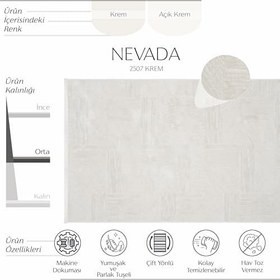 Resim Cool Halı Nevada 2507 Krem Bej Çizgili Makina Halısı Yumuşak Kabartmalı Yatak Odası Salon Oturma Odası Halısı 
