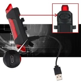 Resim Ozcmax USB Şarj Edilebilir Parlak Bisiklet LED Lamba Su Geçirmez Güvenlik Uyarı Arka Lamba Işığı 