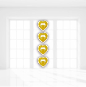 Resim Kalp Sarkıt Strafor Süs, 17 Cm X 4 Adet - Altın 