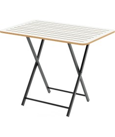 Resim Eportatif Katlanır 4 Kişilik Bahçe Masası Bistro Masa 55X90 Beyaz 1425 