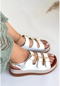 Resim Biçomi Jatay Beyaz Cilt Sandalet Çok Renkli 