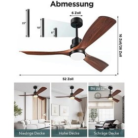 Resim 132 Cm Tavan Vantilatörü Ve Led Aydınlatma,sessiz Dc Motor, Uzaktan Kumanda 