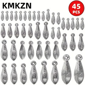 Resim 45 Adet Balıkçılık Ağırlıkları Çeşitli Setler, Balık Yemi Aksesuarları, Halkalı Altıgen Kurşun Ağırlık, Deniz Balıkçılığı için Uygun, Dökme Kamışlar, Balıkçılık Malzemeleri 1/8oz 1oz 2oz 