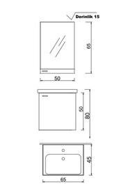 Resim Denko Terra 65 Cm Mdf Antrasit Gri Banyo Dolabı Takımı Antrasit - Gri 