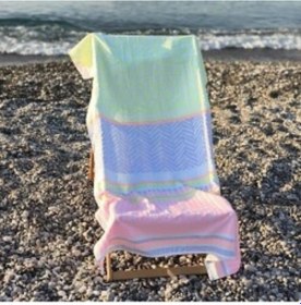 Resim Pamuklu Neon Sarı Peştamal Havlu 170x95 Cm 