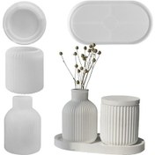 Resim Silikon Saksı Kalıpları, 4 Parça Alçı Vazo Silikon Kalıbı, Reçine Kalıpları Süs Kalıbı, Kendin Yap Reçine Damla Masa Üstü Süsü 