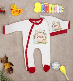 Resim Bk Kids Kişiye Özel Bebek Kıyafeti, Bebek Giyim Hediyesi, Tulum Zıbın Ve Kukuletalı Şapka Seti-11 Çok Renkli 