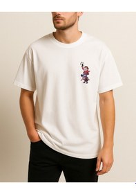 Resim Silahlı Hayalet Tasarımlı Baskılı T-shirt Beyaz 