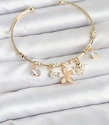 Resim BURCU MODA Çiçek ve Kelebek Charmlı Gold Renk Pirinç Kadın Bileklik 