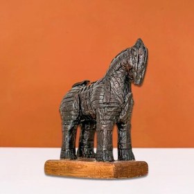 Resim Truva Atı Heykeli - Antik Yunan Mitolojisi Replikası - El Yapımı Truva Savaş Atı Figürü - Arkeolojik Sanat Eseri (Gold) 