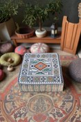 Resim mdhomecarpet Otantik Şark Köşesi Halı Kumaşlı Orta Sehpa 60x60 cm 20 CM Yükseklikli Sert Süngerli Masa Özel Yapım 