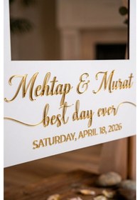 Resim Düğün & Nişan Eğlenceli Fotoblok 70x100 Cm Gold Aynalı Pleksi Yazılı Mdf Pano 