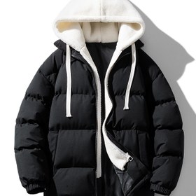 Resim Kışın ve Sonbahar için Kalınlaşmış Ilık Kapüşonlu Ekmek Ceket, Çok Yönlü Gençlik Sokak Giysisi Kayak Montu. 