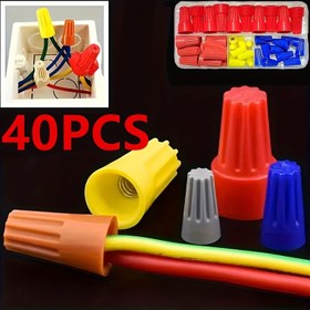 Resim 40 adet Kutulu Hızlı Bağlantı Seti, Döner Dönüş Bahar Kapak Terminalleri, Elektrik Ekipmanı Bağlayıcı, Paslanmaz Çelik Bahar + PVC Alev Geciktirici Konut, Tel Bağlantı Terminalleri, AWG 24-7, Ev İyileştirme Ekipmanı Bakım Parçaları 