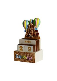 Resim Kapadokya Temalı Türkçe Blok Takvim Balon Ve Peribacası Dekor Renkli Masa Üstü Sonsuz Takvim Hediyelik Biblo 