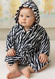 Resim Wild Spirit Zebra Desenli Bebek & Çocuk Kapşonlu Bornoz - %100 Pamuk, Unisex Zebra Baskılı - Zebra Baskılı / 5-6 Yaş 