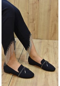 Resim Prego Taş Fiyonk Detaylı Günlük Kadın Saten Babet Siyah D8930 S Siyah 