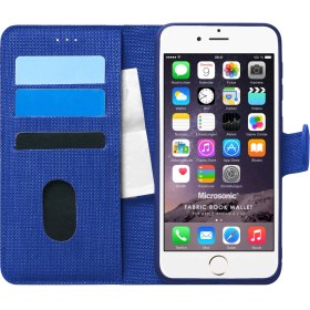 Resim Apple Iphone 6 Kılıf Fabric Book Wallet Lacivert 