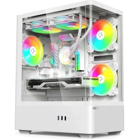 Resim GAMETECH Intense Beyaz Tuş Kontrollü RGB 5x120 MM Fan 7MM Özel Paneller Gaming Bilgisayar Kasası 