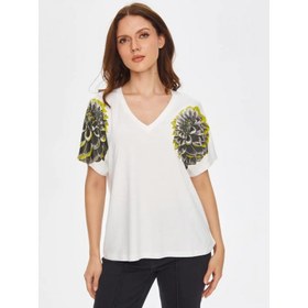 Resim Faik Sönmez Çiçek Baskılı V Yaka Kadın T-shirt 69565 (U69565) 