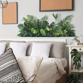 Resim 1 adet Çıkarılabilir Kendinden Yapışkanlı Vinil Çiçek Yeşillik Yaprak Duvar Etiketi - Tropikal Yapraklı Tasarım Yatak Odası, Oturma Odası, Kanepe, Arka Plan için - Doğa İlhamlı Ev Dekoru, Doğa İlhamlı Süsleme | Doğal Atmosfer | Kolay Uygulama 