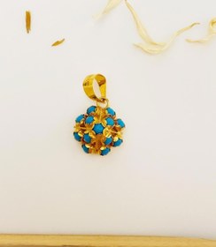 Resim Bayar Gold Altın Mardin Işi Firuze Taşlı Piramit Model Kolye Ucu 