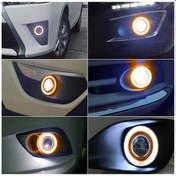 Resim Ford Tourneo Courier Uyumlu, Universal Mercekli Led Angel Sis Farı, 76mm Turuncu Renk 