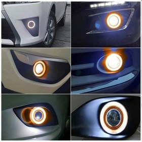 Resim Ford Tourneo Courier Uyumlu, Universal Mercekli Led Angel Sis Farı, 76mm Turuncu Renk 