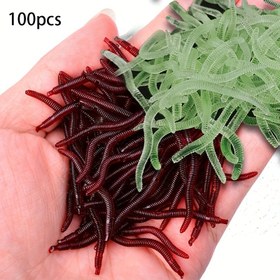 Resim 100/200 adet Karışık Renkli Yumuşak Solucan, 3.5cm-1.378in, Işıltılı Yem, Kurşunsuz, Torbalı, Avcılık ve Balıkçılık için Uygun 