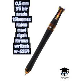 Resim 0,5 Mm 3'ü Bir Arada Tükenmez Kalem Mavi Siyah Kırmızı Writech W-6254 