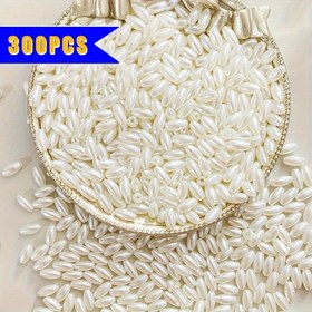 Resim 300 adet Akrilik Boncuk, 4mm x 8mm Oval Tohum Boncuklar Düz Delikli, Takı Yapımı ve El Sanatları Aksesuarları için Parlak Yüzey, Takı Yapımı için Boncuklar 