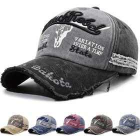 Resim Vintage Yıkanmış Yıpranmış Beyzbol Şapkası, Nakışlı "Dakota" Yazılı, Ayarlanabilir Snapback, Siyah & Beyaz Tasarım, Günlük Giyim, Seyahat ve Spor için Mükemmel, Günlük Şapka | Nakışlı Şapka | Dayanıklı Başlık, Kovboy Şapkası, Erkek Şapkası, Erkek Şapka 