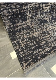 Resim Modern Halı Siyah Zeminli Salon Oturma Ve Antre Halısı Siyah 