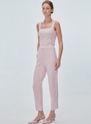 Resim Beli Kordonlu Cepli Pembe Pantolon 