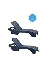 Resim Omnipazar Sy-2536 Antrasit Brezza Royal Lüks Rattan Şezlong 2'li Set Antrasit 