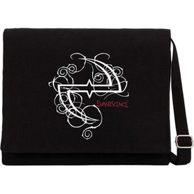 Resim Evanescence Logo Siyah Kanvas Postacı Çantası - Siyah 