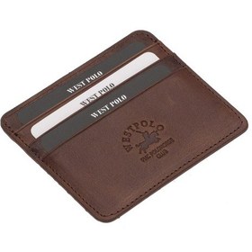 Resim Westpolo Unisex Süper Slim Para Bölmeli Hakiki Deri İnce Kartlık Cüzdan 6 Bölmeli - Kapuçino 