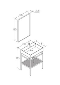 Resim Orka Capetown 60 Cm Siyah Banyo Dolabı Alt Modül Ve Lavabo Siyah 